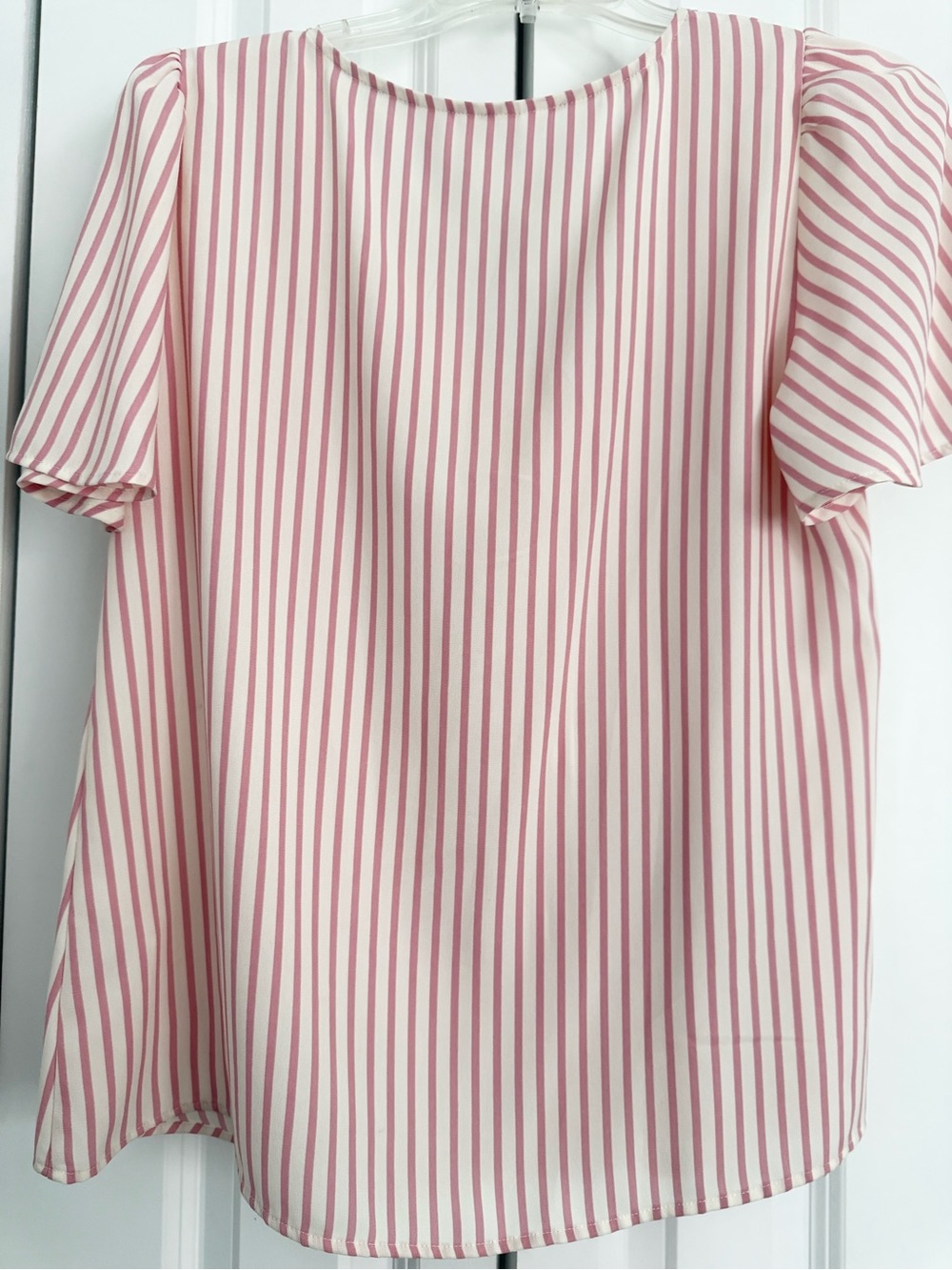 🩷 LC Pink White Striped blouse Worn Once Medium - Picture 4 of 5
